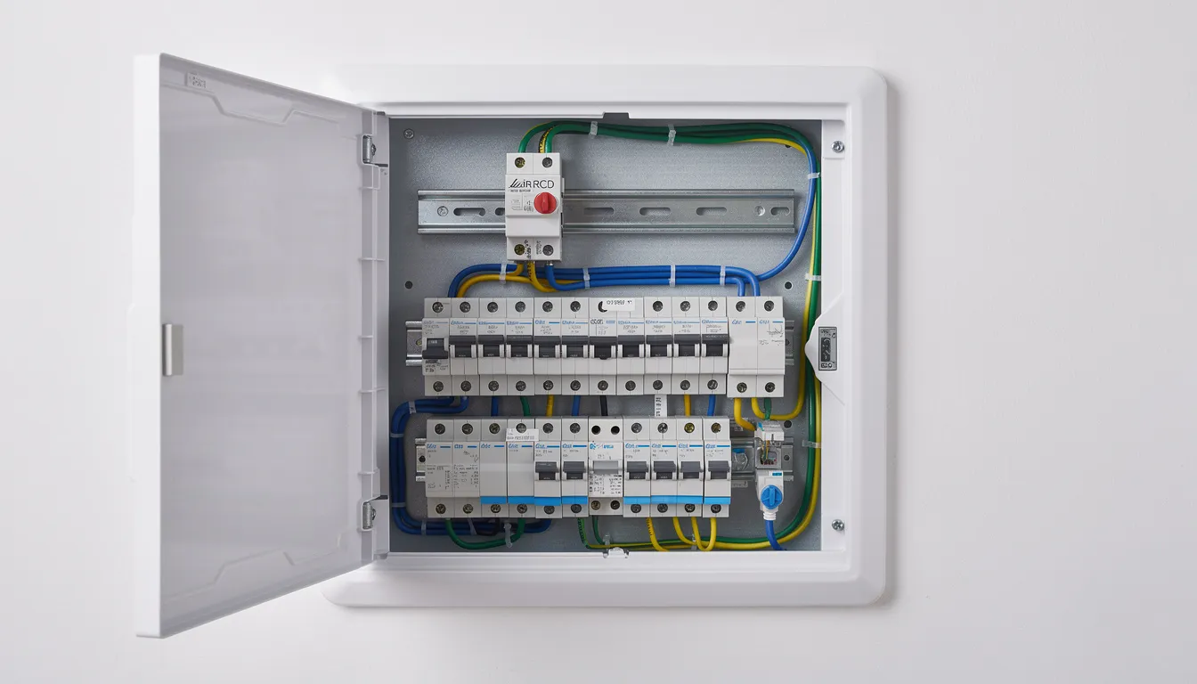Nowoczesna rozdzielnica elektryczna w budynku mieszkalnym, wyposażona w wyłączniki różnicowoprądowe oraz zabezpieczenia obwodów, umożliwia wykonywanie pomiarów elektrycznych, co jest kluczowe dla zapewnienia bezpieczeństwa instalacji elektrycznych. Regularne przeglądy i pomiary, takie jak pomiar oporu elektrycznego i natężenia prądu, są niezbędne do uniknięcia niebezpiecznych sytuacji.